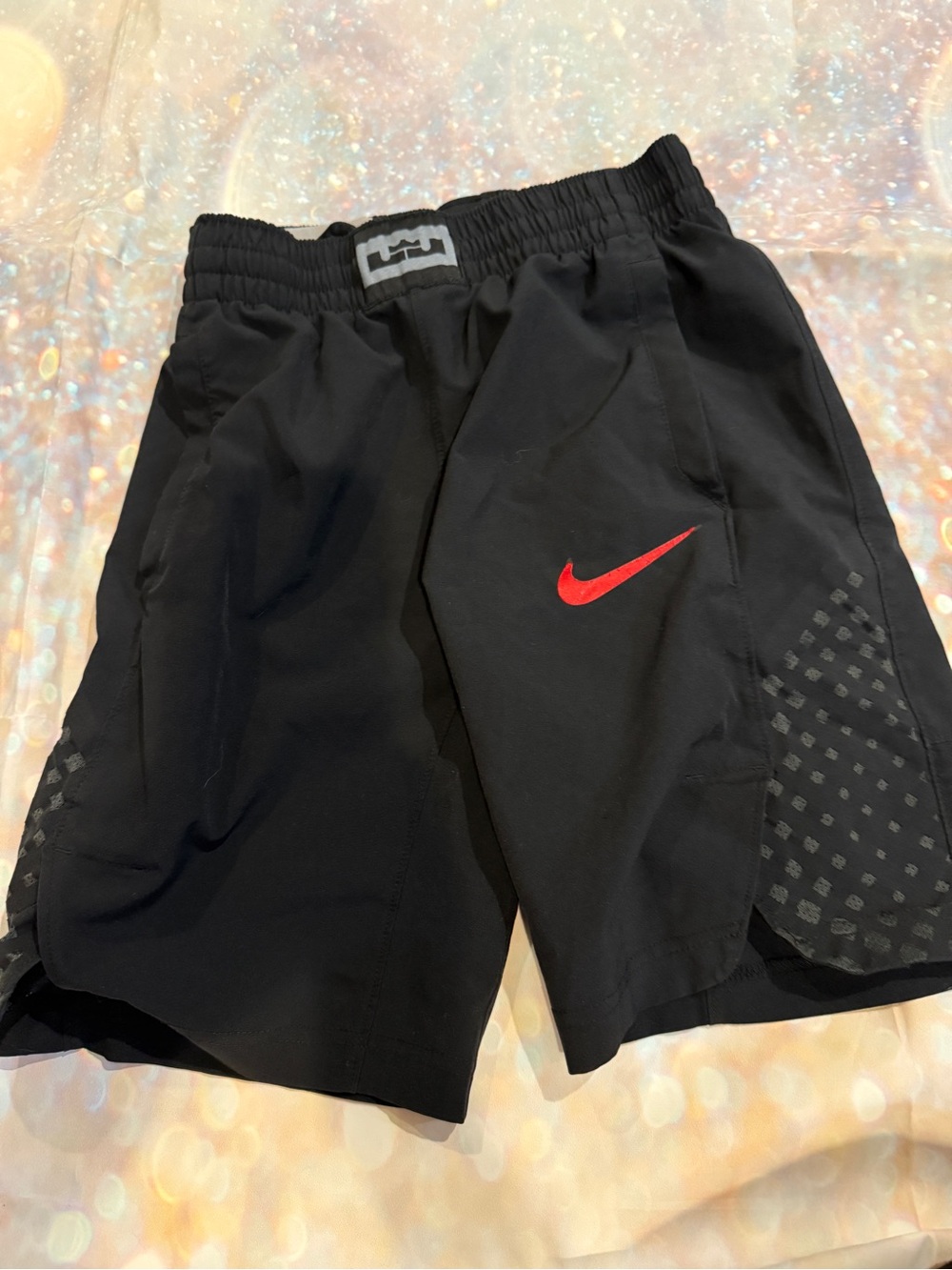 Nike Black boys Athletic Shorts with Red Swoosh size small